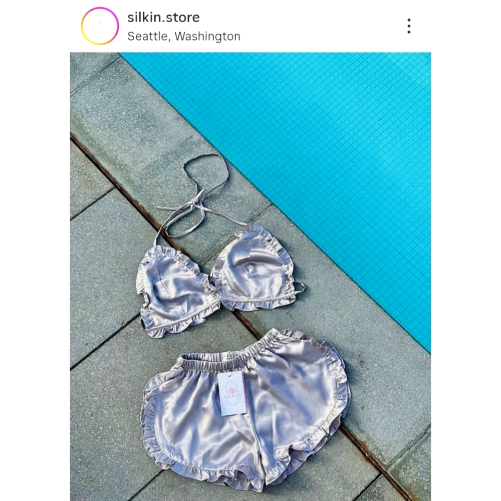 Silkin Purple Silk Pajama Set